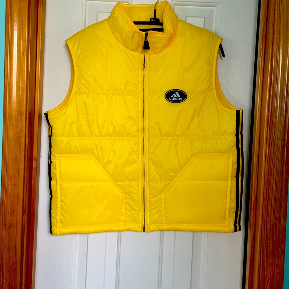 NWOT bright yellow Adidas puffer vest size large